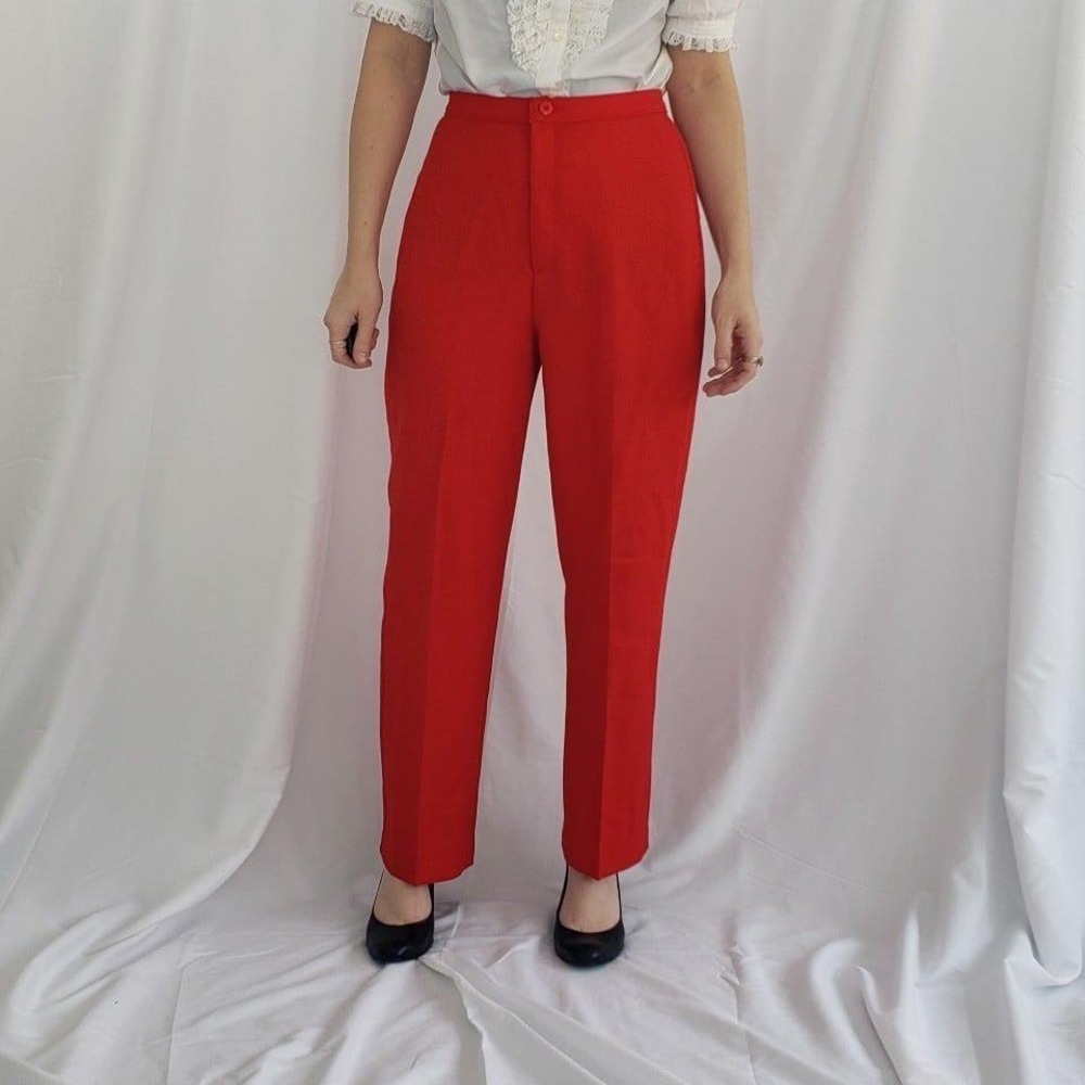 70s Red‎ Pleated Trousers
